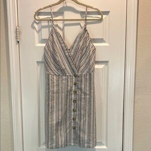 Knot Sisters Blue and White Striped Mini Dress